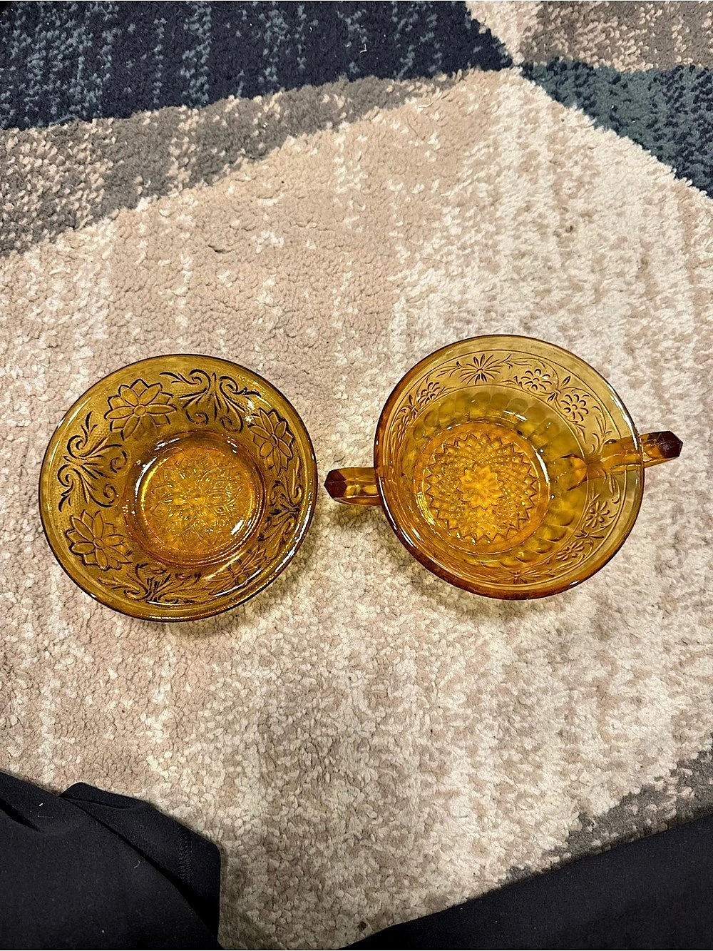 Indiana Glass Company Daisy Amber Double-Handled Cream Soup Bowl / Sugar Bowl